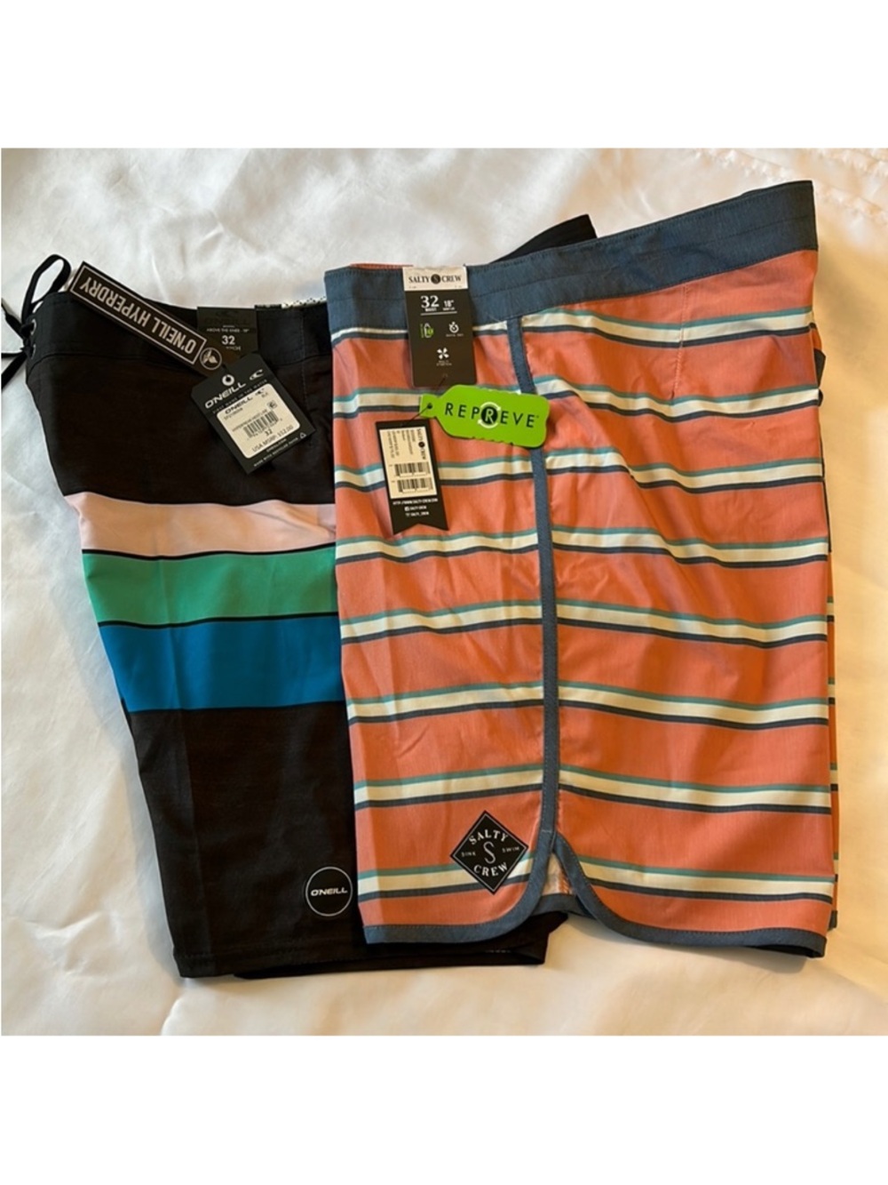 Board Shorts 32 TWO pairs O’Neill Hyperfreak AND Salty Crew Beachbreak NWT